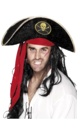 Smiffys Pirate Hat With Red/Gold Trim