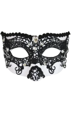 GENERIC White And Black Lace Facepiece Accessory