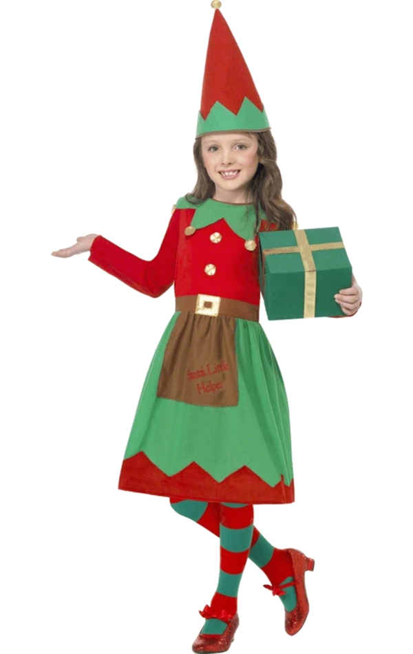 Smiffys Kids Elf Dress Costume 1 Smiffys Kids Elf Dress Costume