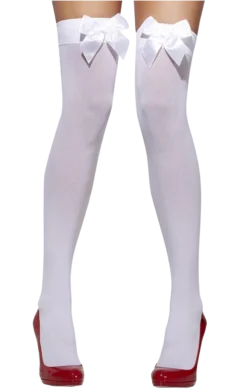 Smiffys Thigh High White Bow Stockings