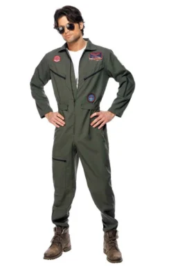 Smiffys Mens Top Gun Pilot Jumpsuit Costume