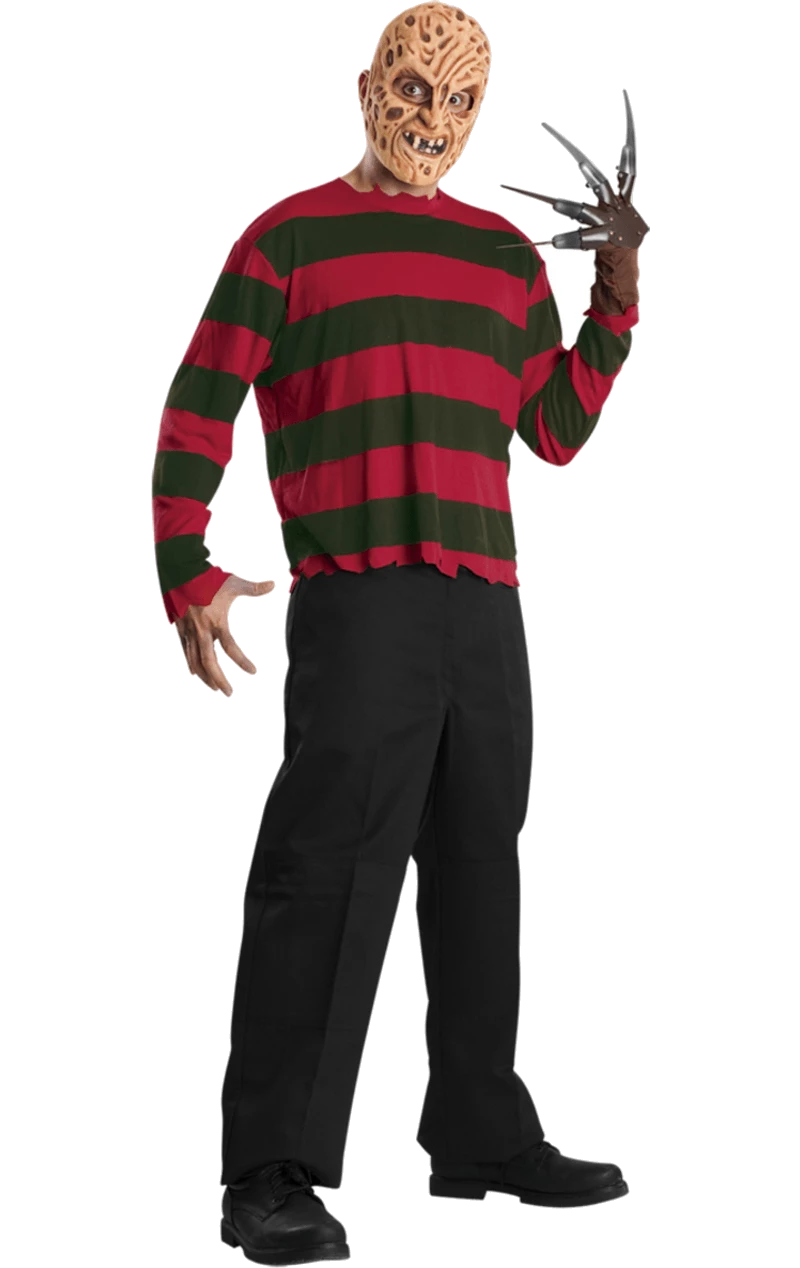 Mens Freddy Krueger Shirt With Facepiece Costume 1 Mens Freddy Krueger Shirt With Facepiece Costume