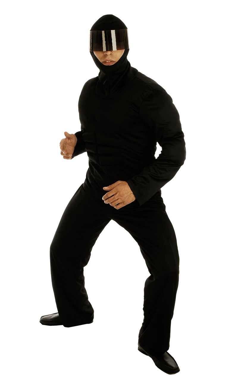 Mens Black Ninja Warrior Costume 1 Mens Black Ninja Warrior Costume