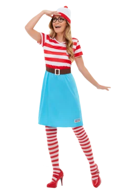 Smiffys Adult Where's Wally? Wenda Dress Costume