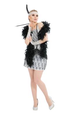 Womens 1920s Silver Flapper Costume