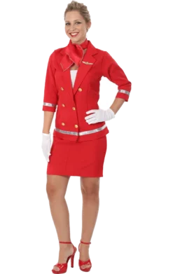 Womens Red Air Hostess Costume
