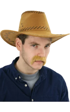 Brown Leather Stitched Cowboy Hat