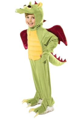 Kids Green Hooded Dragon Costume