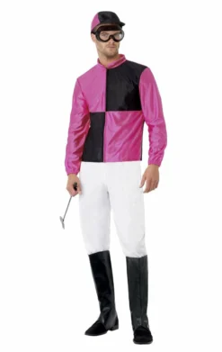 Smiffys Mens Pink And Black Jockey Costume