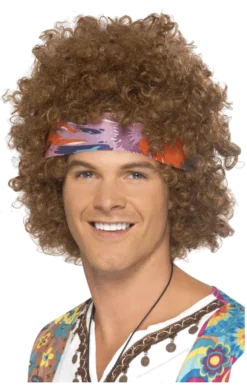 Smiffys Brown Hippy Afro With Headscarf