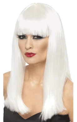 Smiffys Long White Wig With Fringe