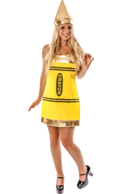Womens Yellow Crayon Dress Costume