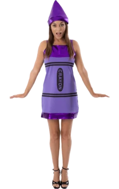 Womens Purple Crayon Dress Costume