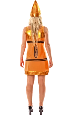 Womens Orange Crayon Dress Costume 5 Womens Orange Crayon Dress Costume -Palmer Sales 00018449a02