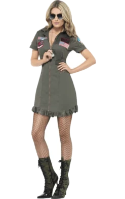 Smiffys Ladies Deluxe Top Gun Dress Costume