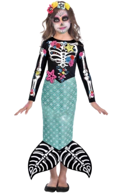 AMSCAN Kids Day Of The Dead Mermaid Costume