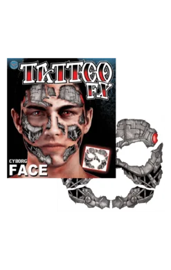 Cyborg Face Tattoo Accessory