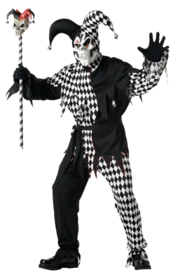 Mens Evil Scary Jester Costume