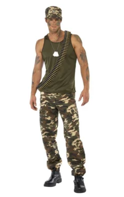 Smiffys Mens Khaki Camo Soldier Costume