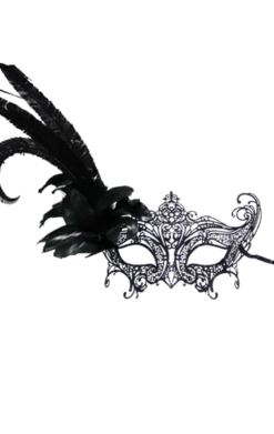 GENERIC Black Metal Feather Facepiece
