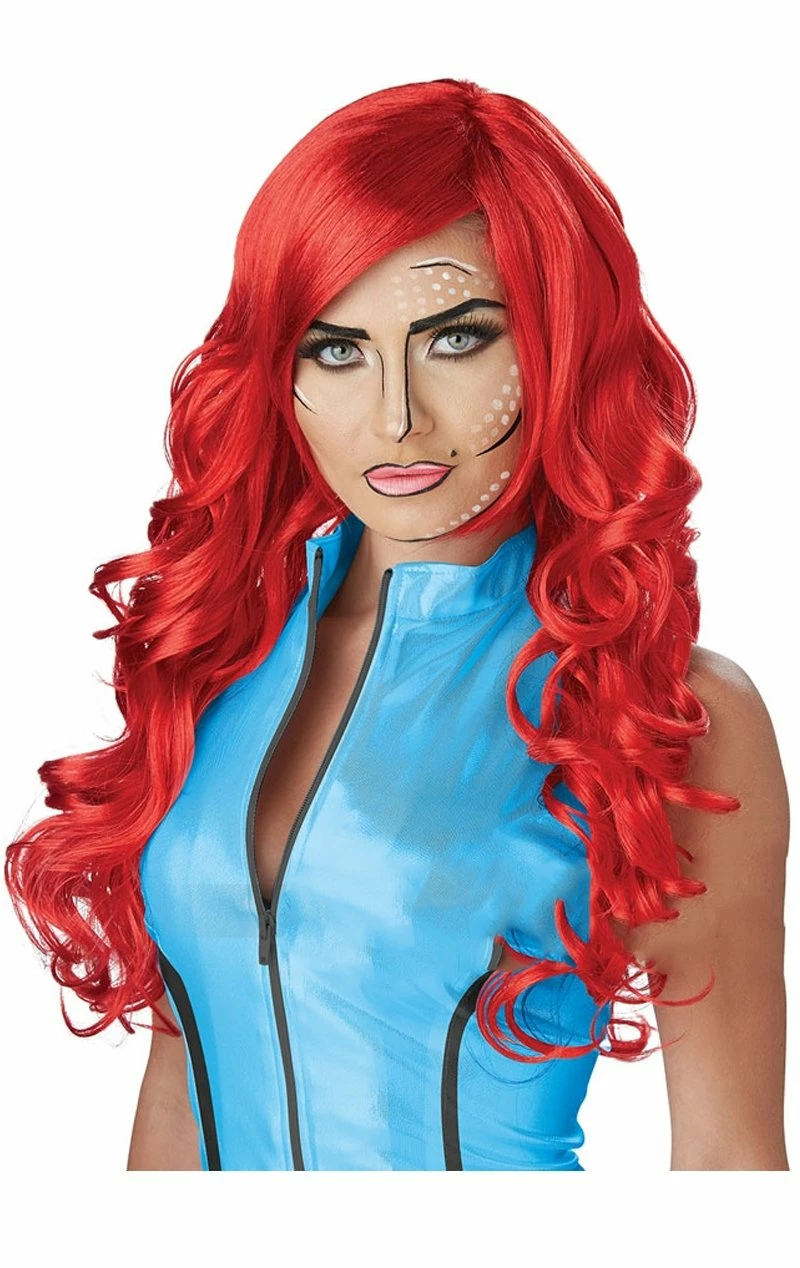 GENERIC Adult Pop Art Red Superhero Wig 1 GENERIC Adult Pop Art Red Superhero Wig