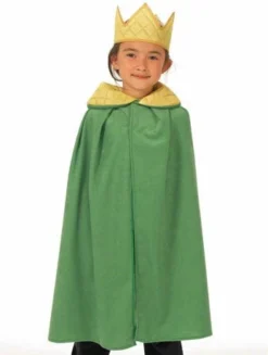 Kids Green Cloak & Crown Costume